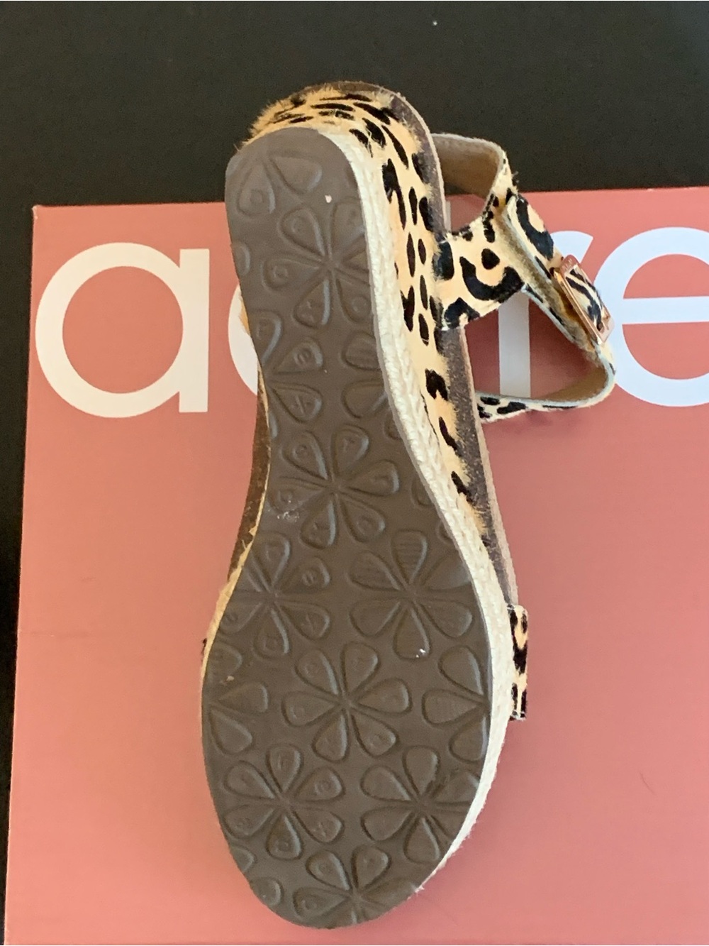 Aetrex Leopard Print Wedge Espadrille Sandals - Brown Black Size 7 - Picture 5 of 12